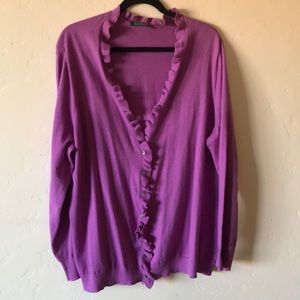 Sweater, ruffled neckline, inc. front enclosure
